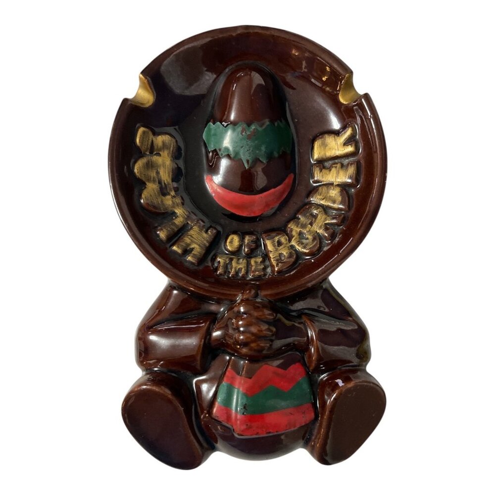 Vintage South of the Border Ceramic Ashtray – Sleeping Mexican Design – Made in
